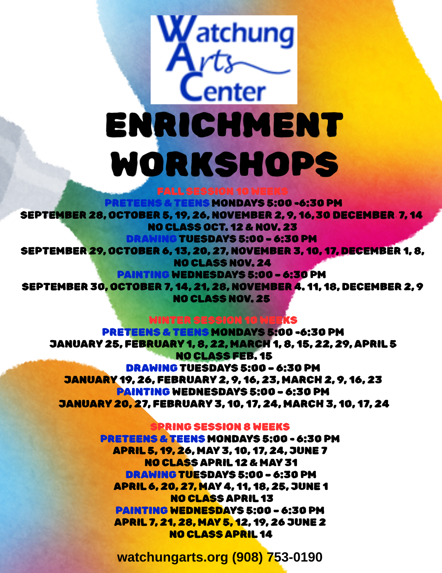 2026 - 2027 Children's Art Class schedule