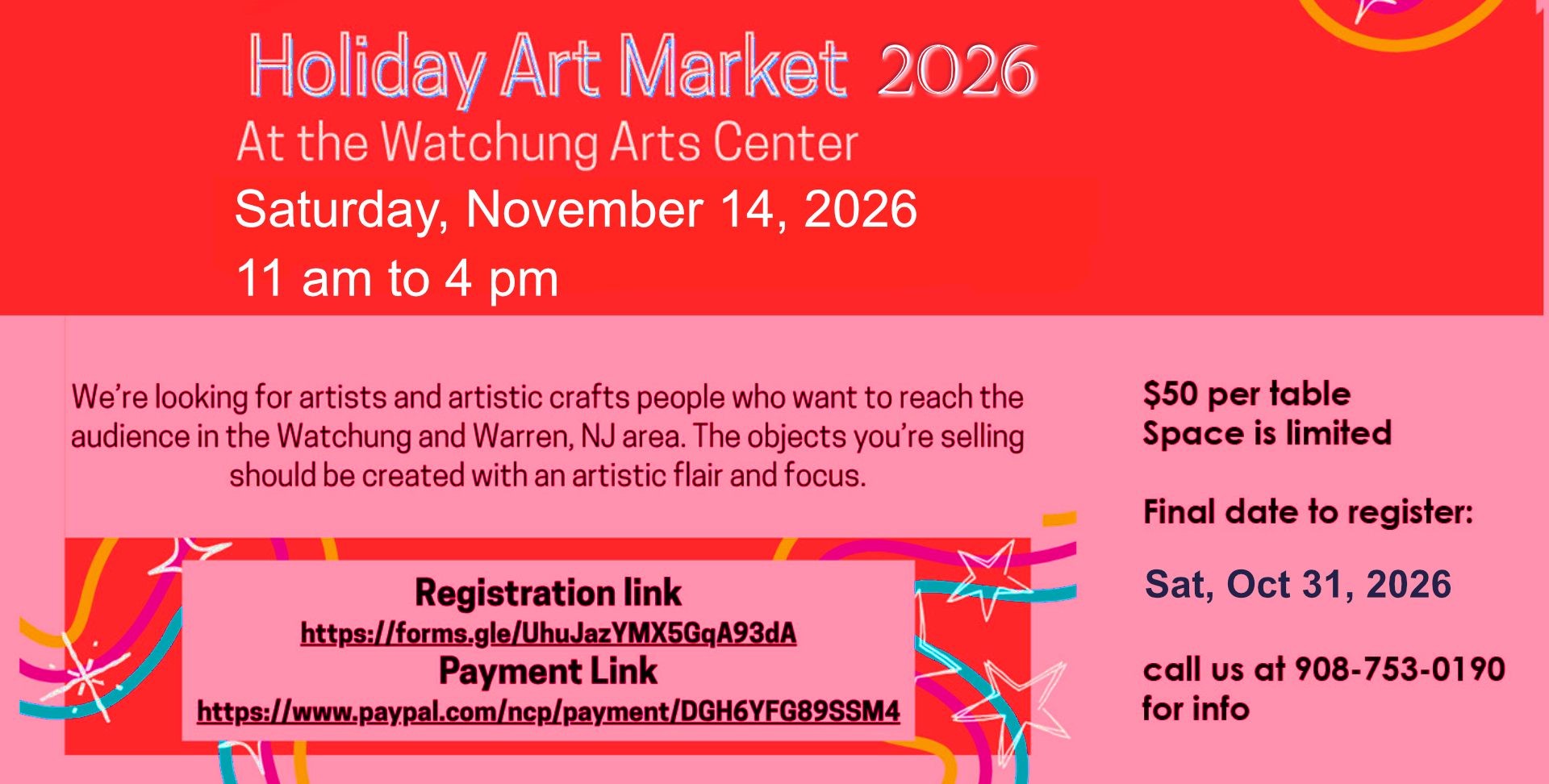 website banner graphic Holiday Art Market 2026